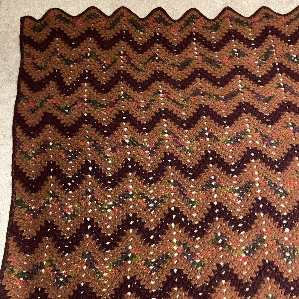 Vintage Handmade Crochet Afghan Throw 51x48